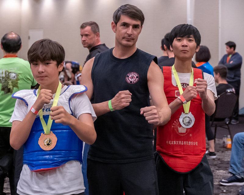 Photos of Wing Chun students competing in a Chinese Martial Arts Championship Sparring Divisions in Concord, CA.